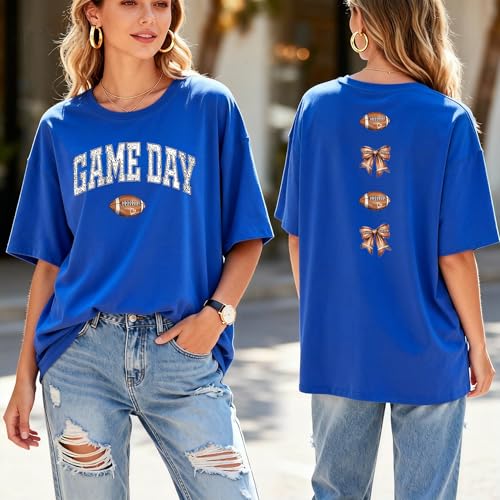 Image of Game Day Shirt Women Football Mom T-Shirt Bow Tshirt