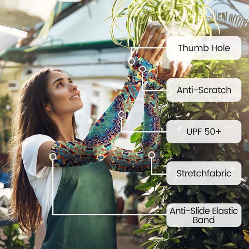Image of YPHCDO Gardening Sleeves for Women Farm Sun Protection Thorn Proof Cooling Arm Sleeves to Cover Arms for Garden Sports