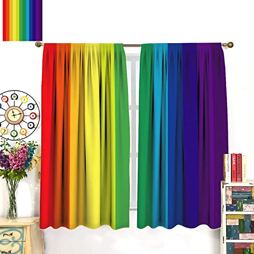 Colored Rainbow Curtains Privacy Protection Curtains Rainbow, Colorful Bedroom Living Room Room Indispensable Decoration 42X45In #TOP2