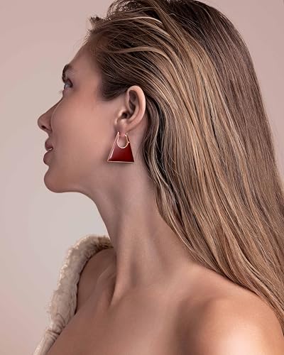 Gold Maroon Large Chunky Thin Square Geometric Dangle Statement Earrings for Women by SNGIA , Big Tropical Handmade Trendy Enamel Vacation Summer Chandelier Drop Jewelry Gifts, Rectangle Huggies Fashion Button Accessories, Vintage Hawaiian Floral Square Nickle Free Huggie Earring.2