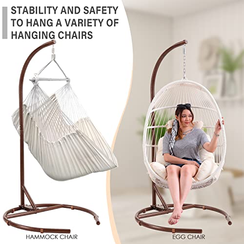 C-Type Hammock Chair Stand With Base Clips- Heavy Duty Hanging Chair Stand Only - For Porch Patio Garden, Outdoor/Indoor (Gold) #TOP5