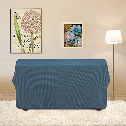Image of Easy-Going Stretch Loveseat Slipcover 1-Piece Sofa Cover Furniture Protector Couch Soft with Elastic Bottom for Kids Polyester Spandex Jacquard Fabric Small Checks (Loveseat, Bluestone)