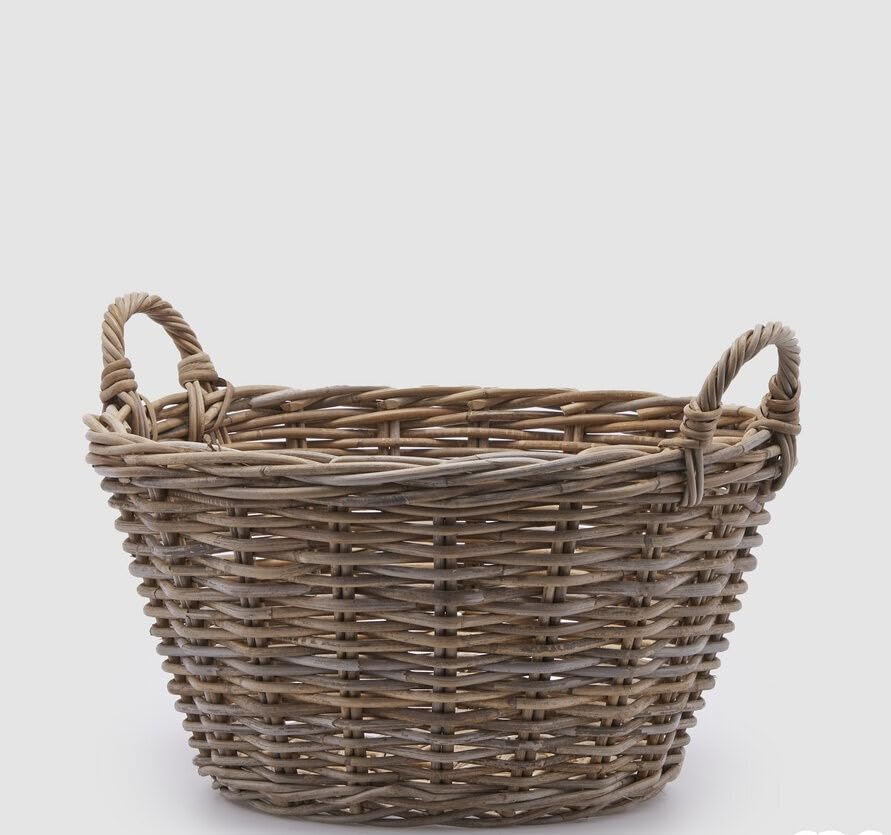 EDG Enzo De Gasperi Cesto Rattan Rotondo Svasato H 26 Cm D 50 Cm Light Grey