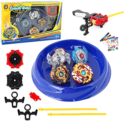 Burst Gyro Bey Battling Toy Set-Attack Blades Metal Fusion Evolution Includes 4 Battling Metal Gyro Battle Top Blades 4 Launchers