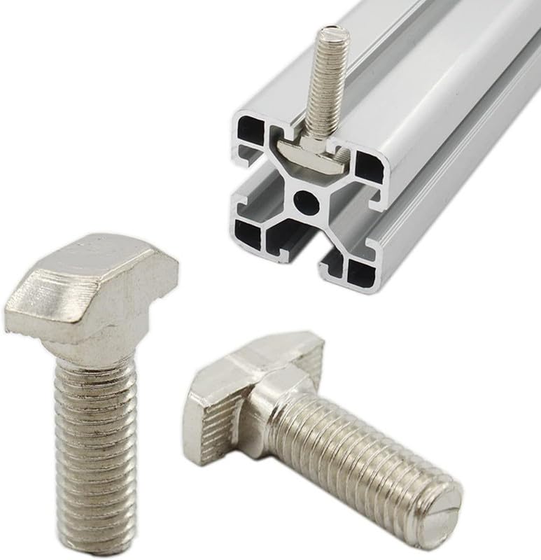 Image of M8*16-40Profiles(15pcs Thread T-Slot Drop-in Stud Sliding Screw Bolt,Silver Tone Carbon Steel Nickel Plated Hammer Head Bolt T Shape Screws for European Standard 30 /40 /45 Series Aluminum Profile