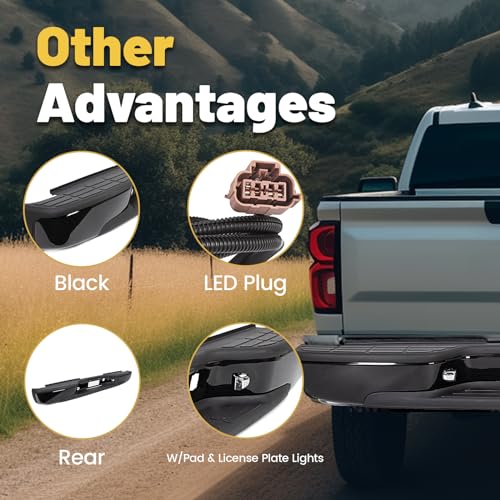 Image of ECOTRIC Rear Step Bumper W /License Plate Lights Powder Coated Black