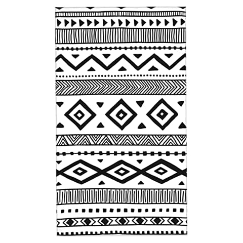 COVASA Black and White Hand Towels for Bathroom Set of 2 Native American Tribal Aztec Ethnic Boho Style Soft Absorbent Small Bath Hand Towel Kitchen Dish Guest Towels for Spa,Gym,Yoga 15.7"x27.5" Cover