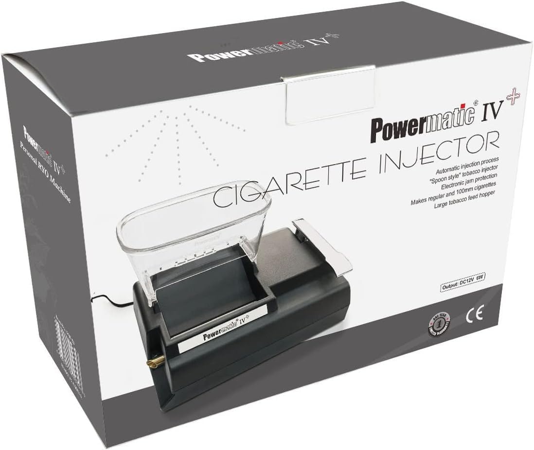 Powermatic 4+ Plus Electric Cigarette Injector Machine Bundle with FESS Assorted Design Tray and 1 Pack of Case