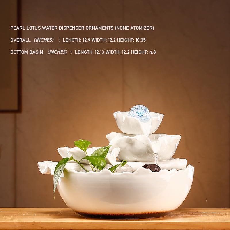 MIXIUJIEN Fontana d'acqua in ceramica per interni, tranquilla fontana da tavolo per decorazione domestica, meditazione e relax, regalo perfetto per l'inaugurazione della casa con atomizzatore (senza