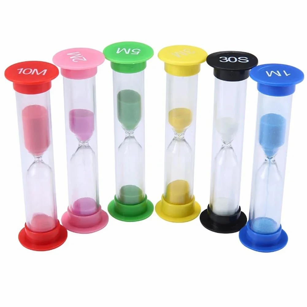 CTRLZS 6Pcs Sand Timer Plastic Hourglass Timer Sandglass Hourglass Small 30Sec/1Min/2Mins/3Mins/5Mins/10Mins Sand Clock Timer