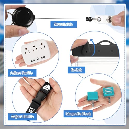 17 Pcs Carnival Cruise Essentials with Power Strip Luggage Tags Magnetic Hook Lanyards Phone Bags and Reusable Straw3