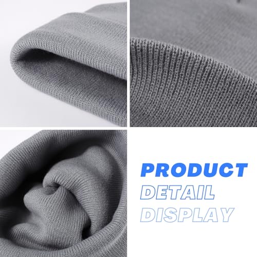 Image of Beanie for Men Women Warm Winter Hat Windproof Thick Knitted Cuffed Unisex Skull Cap