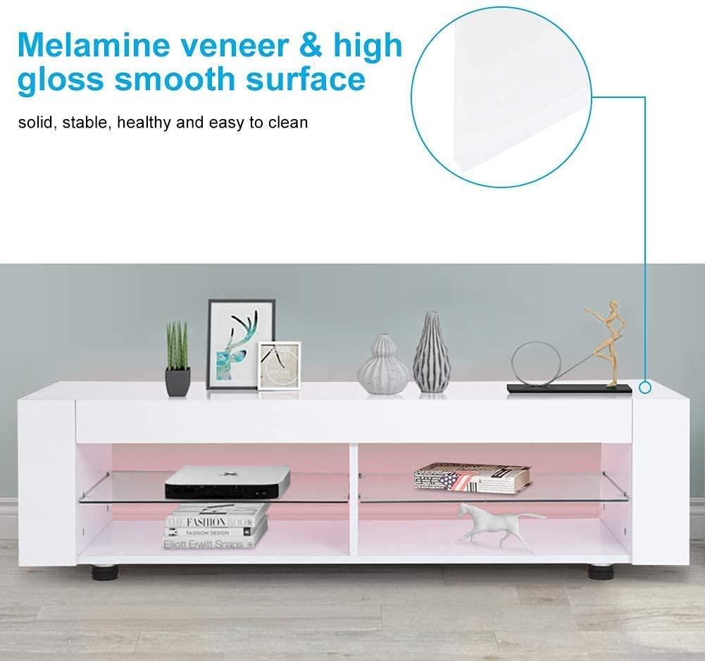 Buy Small Modern LED TV Stand for 70 inch TV, White TV Stand Mid