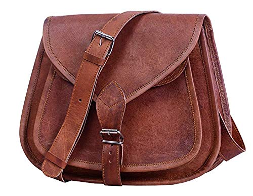Vintage Crafts Genuine Buffalo Leather Crossbody Purse For Women - Dark Brown Small Satchel Bag