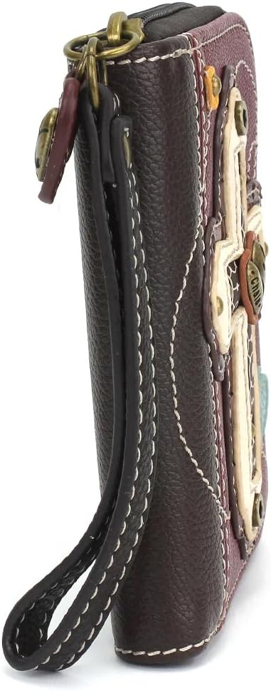 Chala Cross Vegan Leather Zip Around Wallet with Wristlet (Cross - Maroon)