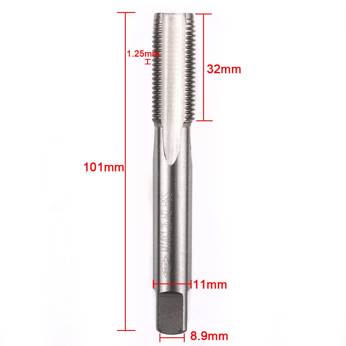 ATOPLEE Metric Thread Tap,M14 HSS Right Hand Thread Tap (M14x1.25)