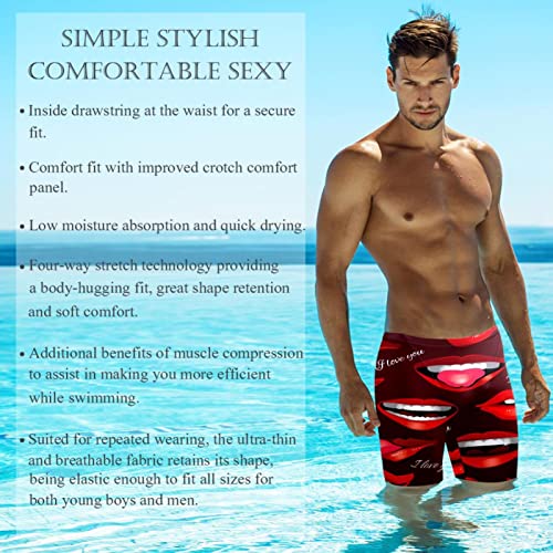Traje de baño de natación sexy para hombre tipo jammer elástico con labios rojos 3