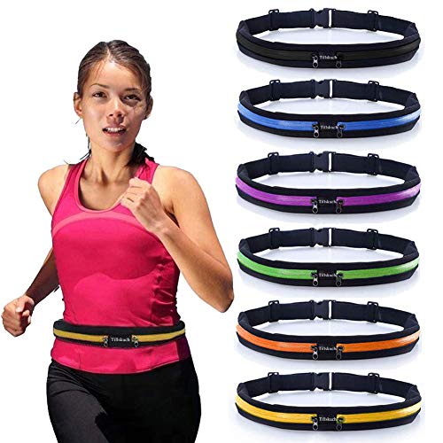 Waist Pocket Belt for Women Fitness Running Belt Travel Fanny Pack Ultra Light Runners Belt Bounce Free Pouch Bag Workout Belt Sports Waist Pack Belt Pouch, Suitable for Jogging Climbing (Yellow)
