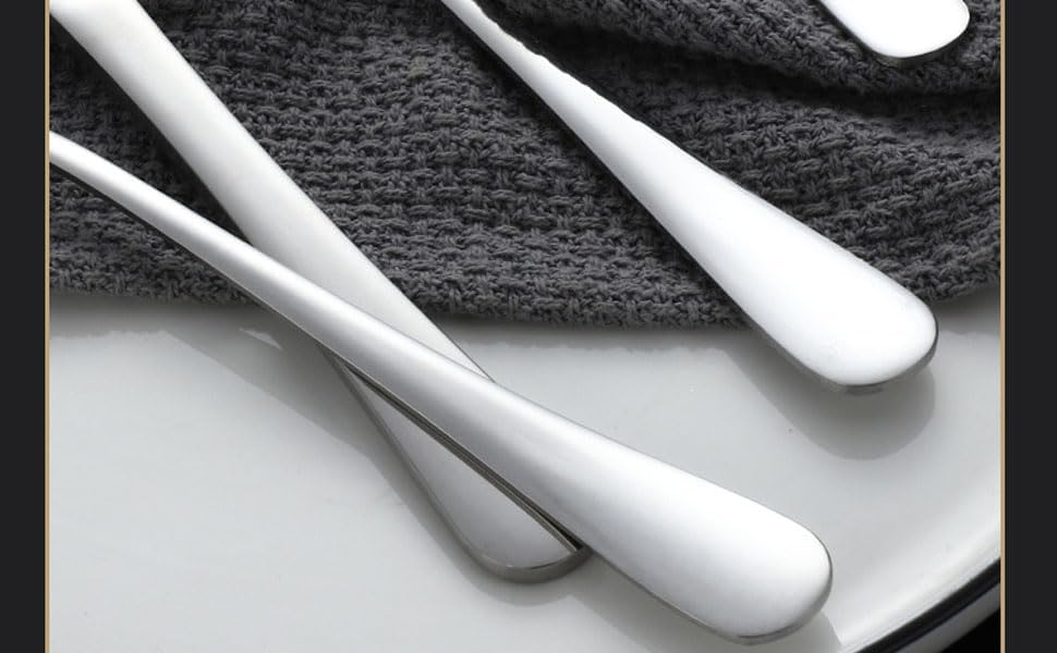 Miniatura 7 de Lightahead Juego de cubiertos resistentes de acero inoxidable de color plateado de 24 piezas en atractiva caja de regalo negra (plata)