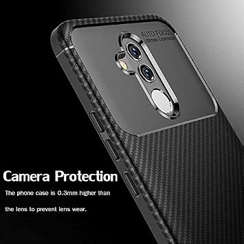 Aksesuarcim Huawei ile Uyumlu Mate 20 Lite Kılıf Silikon İnce Karbon Lüx Parmak İzi Yapmayan Tarz Kapak Siyah