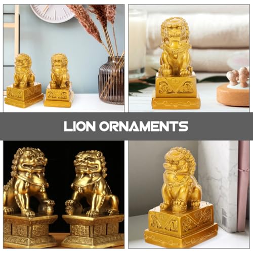 Statues de lionceau en résine dorée ornements de maison et figurines