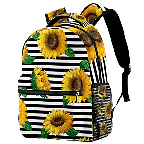 Sac à dos décontracté à rayures pastèque noir et blanc grand volume femme