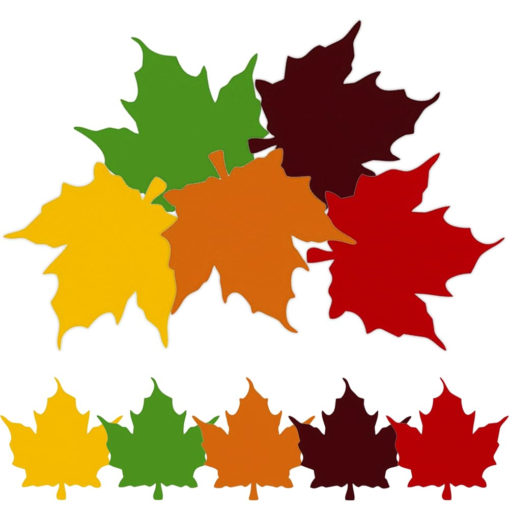 50 Pcs Maple Leaves Cutouts Mixed Colour Autumn Leaves Blank Paper Leaf Tags for DIY Fall Harvest Thanksgiving Party Home School Bulletin Board Decor Message Cards