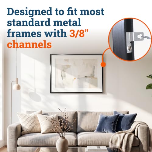 Image of PHS Metal Picture Hanger for Aluminum Framing - L Shaped D Ring Hangers with Screws - Frame Hooks for Back of Frame - Picture Framing Hardware - 24 Pcs