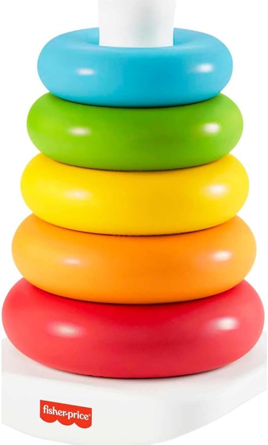 Fisher-Price Baby Stacking Toy Rock-a-Stack Rings with Roly-Poly Base for Ages 6+ Months, Made with Plant-Based Materials