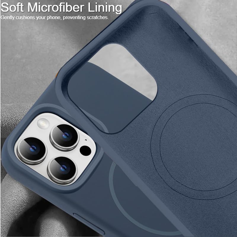 Image of LuxuryKase Silicone Magnetic Case for iPhone 15 Pro Max | Soft Microfiber Lining | MagSafe Support | Shockproof Protective Cover | Precise Cutouts | Slim Fit Design - Blue