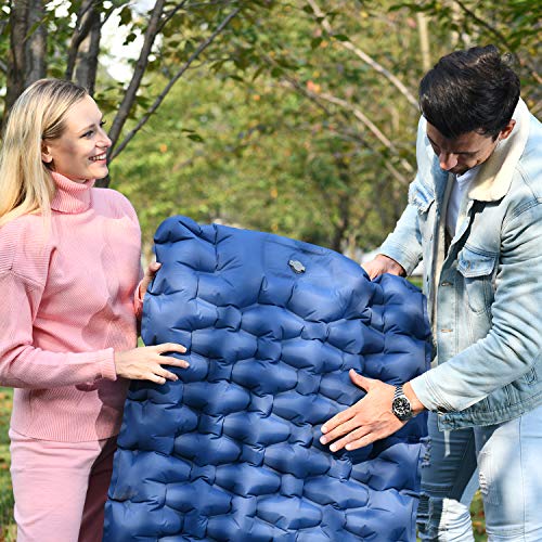 Meegoo Camping Sleeping Pad - Sleeping Mat with Pillow for Backpacking and Hiking, Lightweight and Compact, Waterproof, Large, Foot Press Inflatable - Thumbnail 5