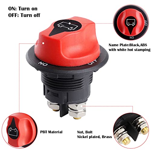 Batterij-scheidingsschakelaar 12V-48V accu power cut off schakelaar batterij scheiden masterschakelaar hoofdschakelaar voor marine, boot, caravan, auto, motorfiets, jacht, bus - Afbeelding 4