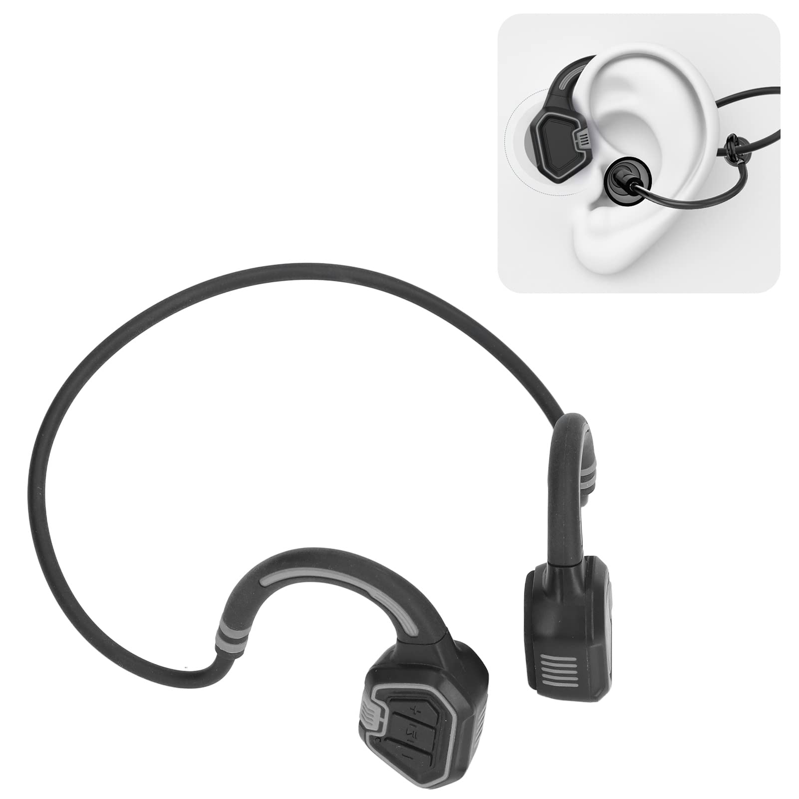 Słuchawki do pływania, trwałe słuchawki Bluetooth 5.1 z wbudowaną pamięcią 16G i przewodnictwem kostnym, ładowane do biegania Srebrnoszary
