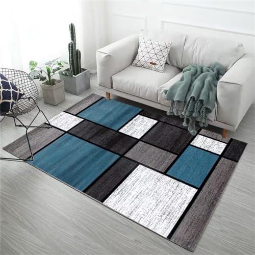 Tapis de salon à motif géométrique moderne bleu 200x300cm