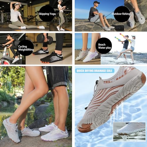 Grounding Barefoot Shoes, Hike Balance Barefoot Shoes for Women Men Lightweight Non-Slip Breathable Soft Comfortable Walking Wading Water Allround Shoe(Blue1,Women8/6men)2