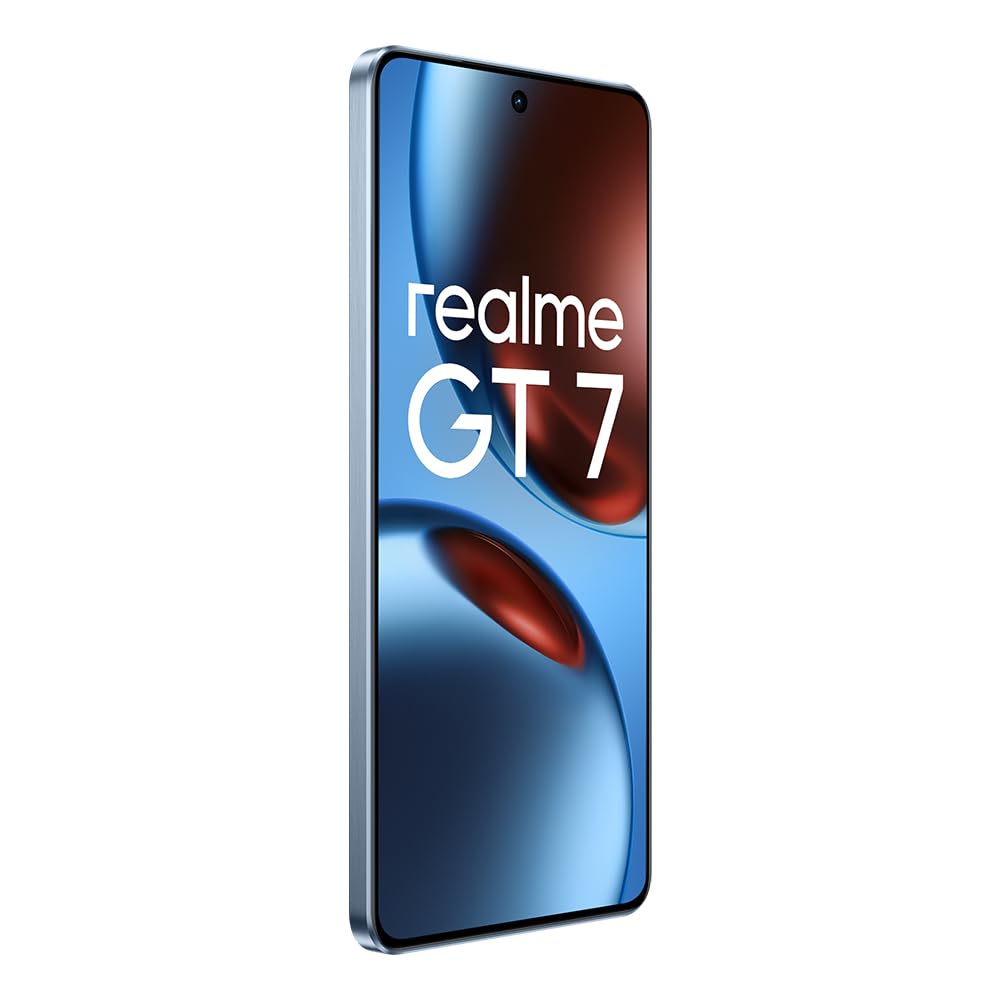 realme GT7 Smartphone 12+512 Go, Processeur Dimensity 9400e, Batterie Titan 7000 mAh, Charge Ultra-Rapide 120W, écran e-Sport 6000 nits 8T LTPO, taux de Toucher 2600 Hz, IP69, Bleu
