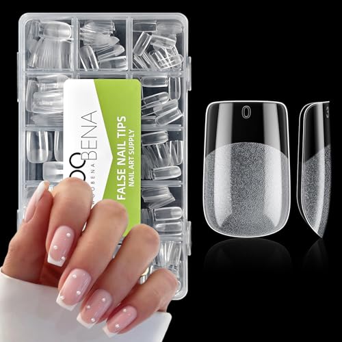 Short Square Nail Tips, Short Gel False Nail Tips Pre Etched Press On Nails Clear Acrylic Fake Nails Square Shape Gel x Nail Tips Extension Home Art DIY Salon 15 Size 300Pcs