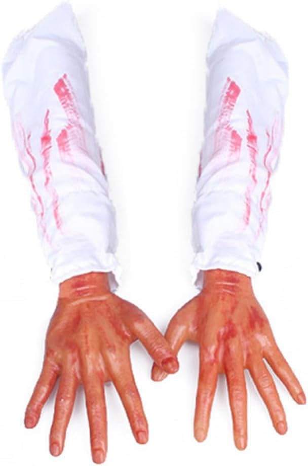 LABRIMP Halloween Dead Hand Prop 1pc with Sleeves White Cover Cloth Haunted House Decoration