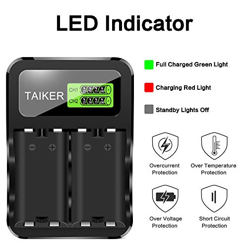 Taiker Compatible with Xbox One Battery 3 Pack x 2550mAh Rechargeable Controller Battery and Charger for Xbox One/Xbox One S/Xbox One X/Xbox One Elite Wireless Controller