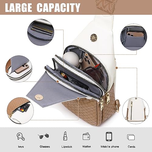 Image of Crossbody Sling Bag Purse for Women - Small Chest Fanny Pack Trendy Travel Faux Leather Cross Body Bags with Adjustable Strap