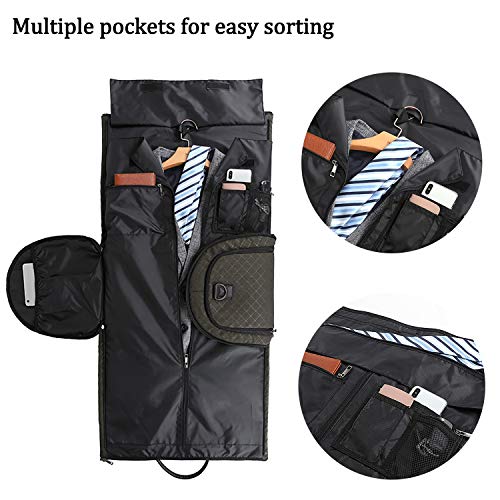 RUIMA Carry on Travel Duffel Garment Bags 2 in 1 Convertible Foldable Shoulder Strap Handing Waterproof Suit Luggage Carrier Oxford for Men- (Olive drab)