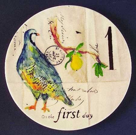 Williams-Sonoma 12 Days Of Christmas Salad/Dessert Plate, Fine China Dinnerware
