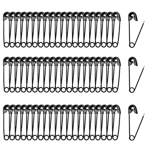 Qjaiune 200 PCS 19mm / 3/4 Inch Black Metal Mini Safety Pins for Clothing Tags, DIY Crafts, Jewelry Making