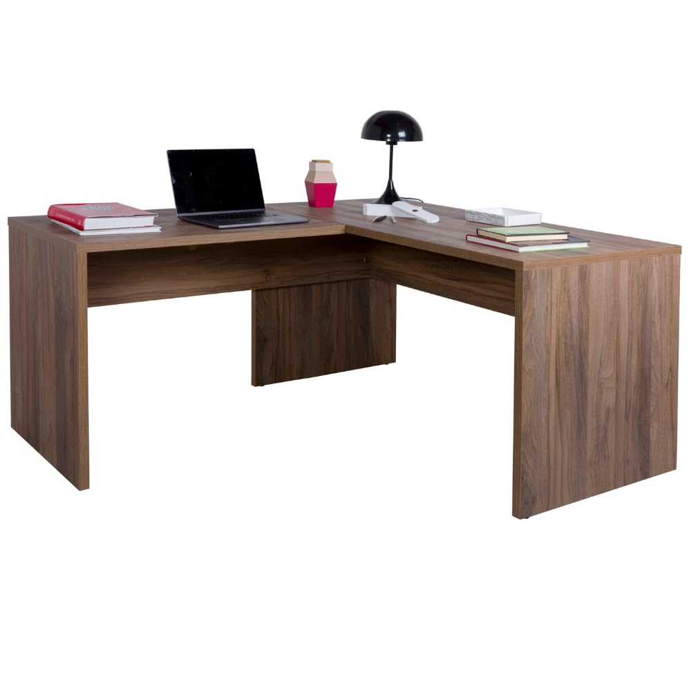 ZIK Scrivania Angolare Moderna per Ufficio Salvaspazio, Tavolo Pc in Legno, Ampio Ripiano Porta Computer, Made in Italy, per Casa o Studio, Design Moderno (160/178x68x74)