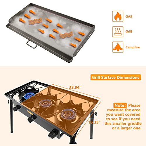 Hisencn 14 X 32 Inch Fry Griddle For Camp Chef Two Burner 14" Stove, Camping Stoves Griddle For Camp Chef Stove, Outdoor Stove Top Griddle For Gas Grills, Portable Propane Grills #TOP2