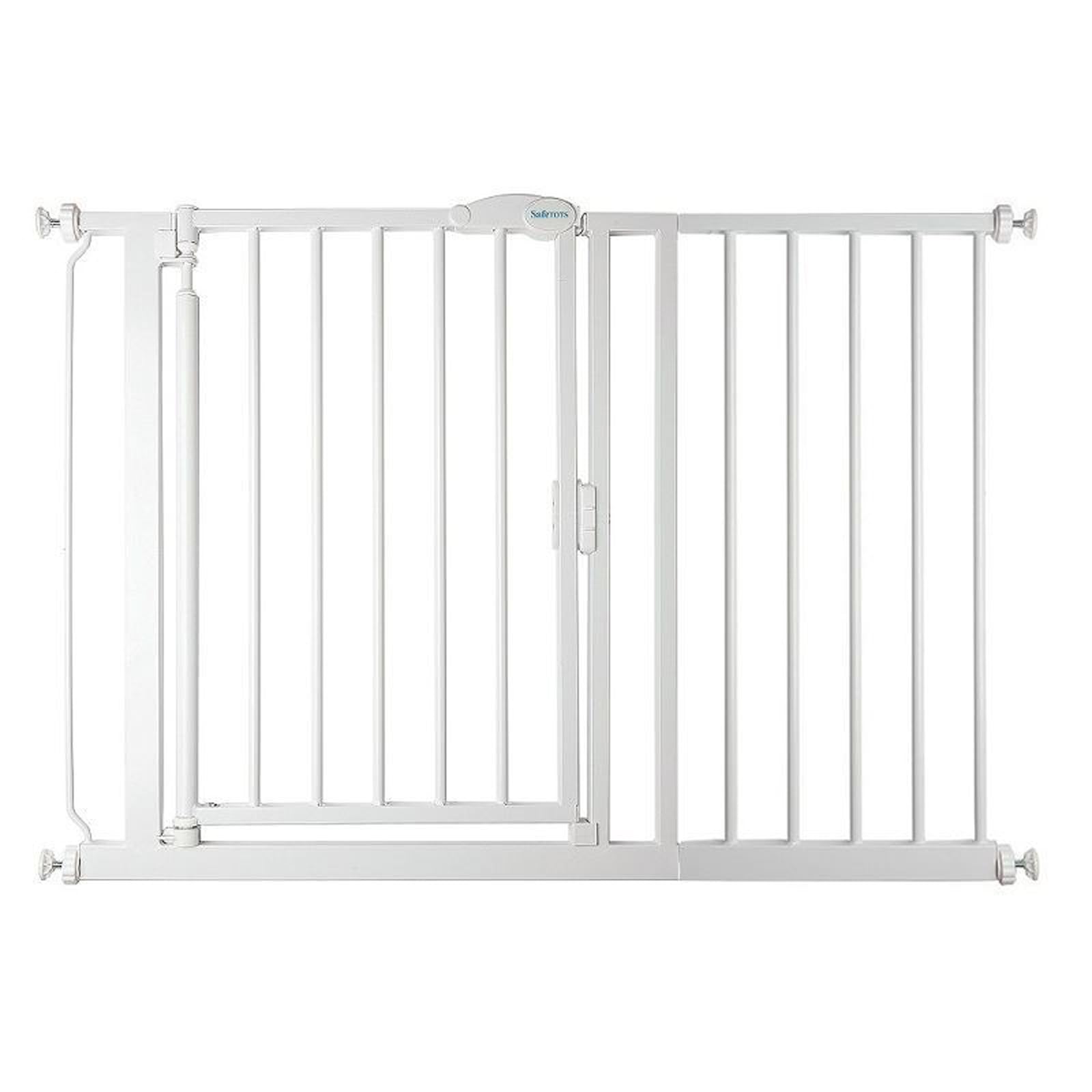 Safetots Pressure Fit Self Closing Stair Gate, 111cm - 118cm, White, Auto Closing Baby Gate, Safety Barrier for Toddler, Easy Installation