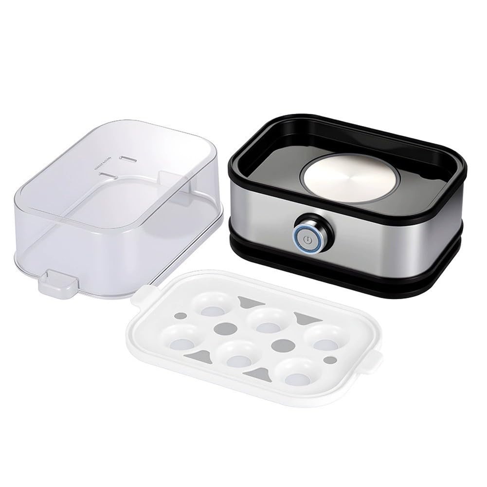 Cuiseur à œufs 6 en 1 en acier inoxydable pour faire bouillir pocher et cuire à la vapeur avec arrêt automatique 400 W facile à nettoyer plateaux amovibles ustensiles de cuisine