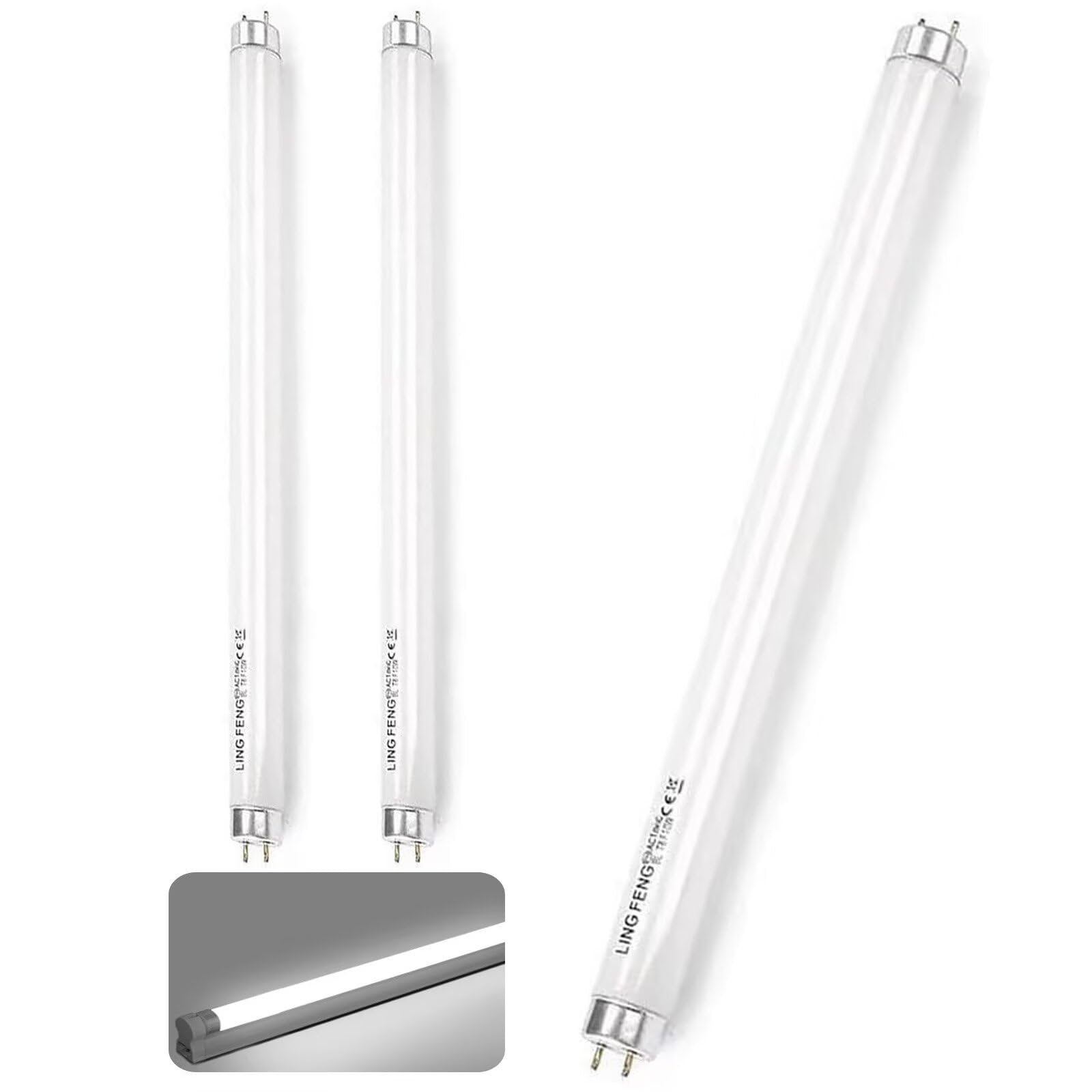3 Pack 15W T8 Fluorescent Tube, T8 CFL Bulbs, Cool White 6500K, 437mm (Excluding pins), G13 Base Low Energy Consumption Tube Light, Emergency Energy Saving Light for Kitchen, Bathroom, Cabinet, Garage