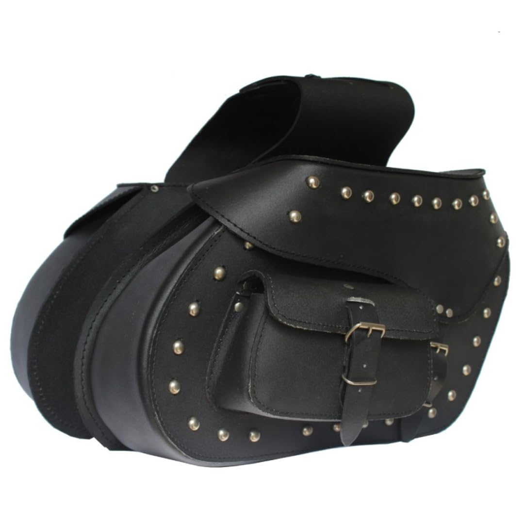 LOVO - Alforjas Laterales para Moto de Cuero Auténtico - Alforjas Moto Custom Impermeables y Elegantes - Maletas Laterales - Accesorios para Moto de Alta Durabilidad - 2 x 15 litros