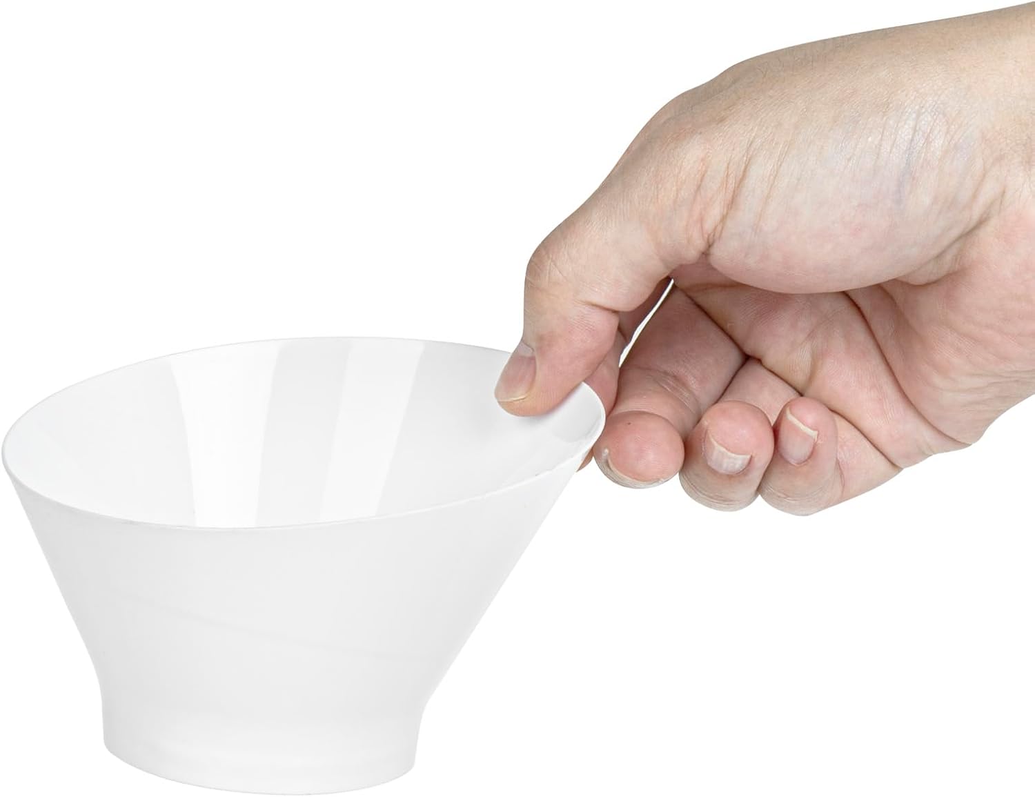 Restaurantware 7 Ounce Plastic Serving Bowls 100 Round Incline Bowls - Disposable Small White Plastic Round Bowls Unique Design For Soups Appetizers Or Desserts